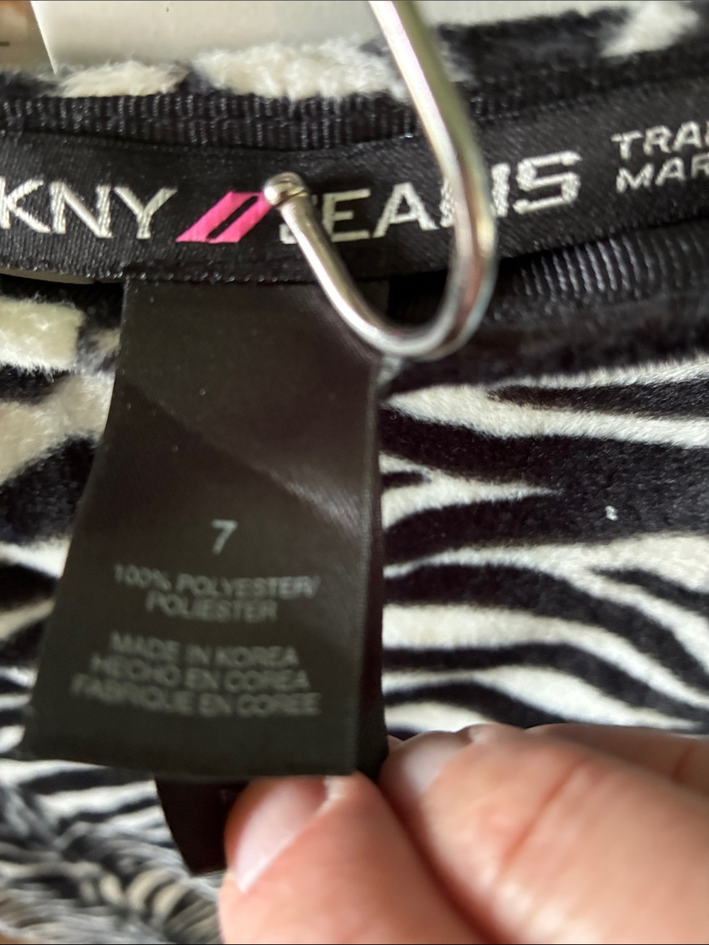 DKNY Jeans jr sz 7 Zebra Print Wide-Leg Pants - Black & White furry euc - Picture 5 of 8